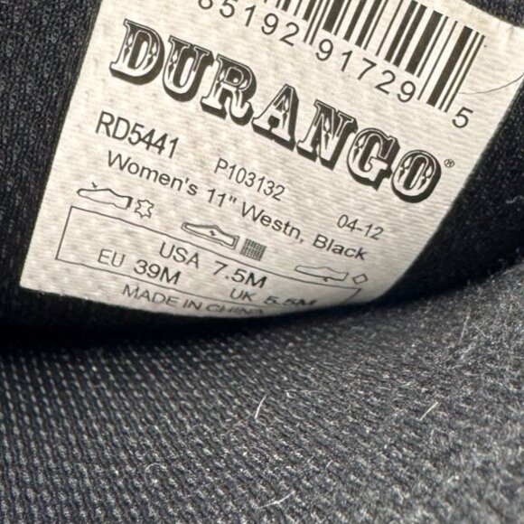 Durango Womens Crush Scalloped Cowboys Boots Size 7.5M Black 11" Western Leather - Picture 2 of 14